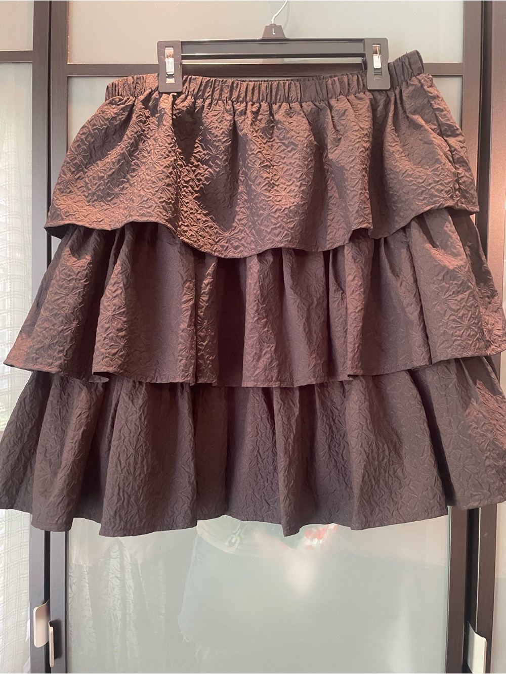 entro Black Textured Tiered Mini Skirt